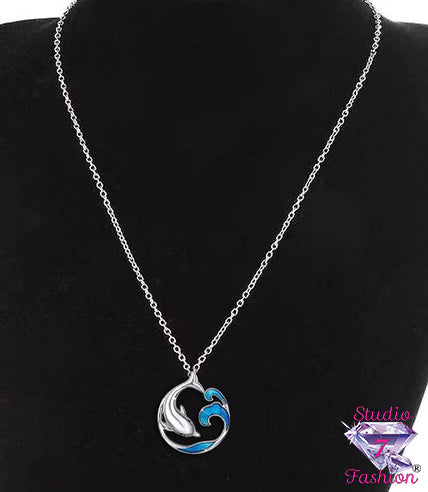 Ocean Wave Dolphin Necklace