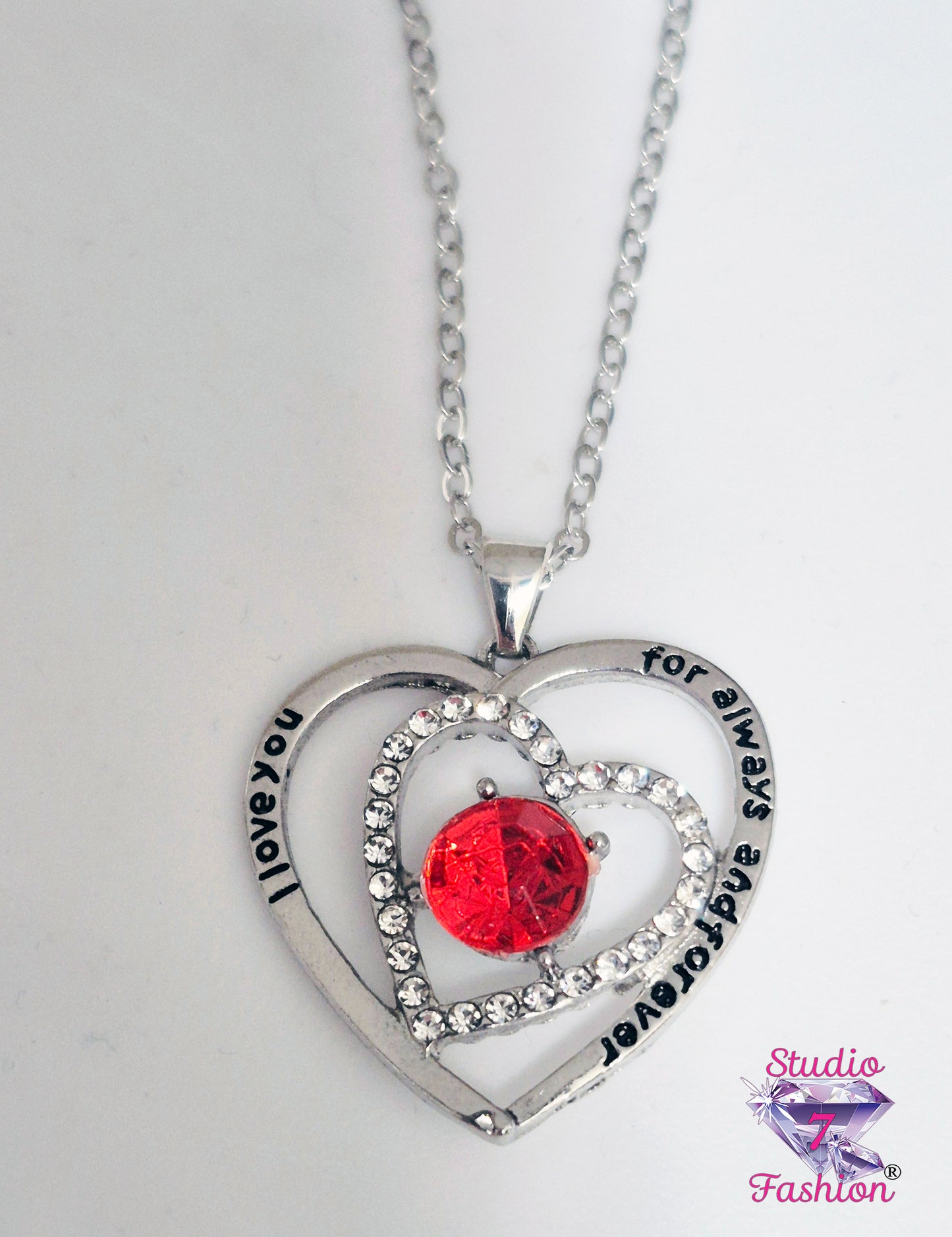 Intertwined Ruby Hearts Necklace