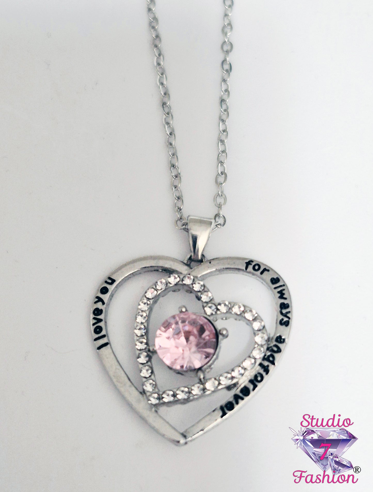 Intertwined Pink Hearts Necklace