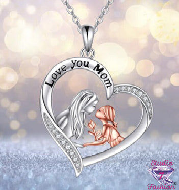 Love You Mom Heart Necklace