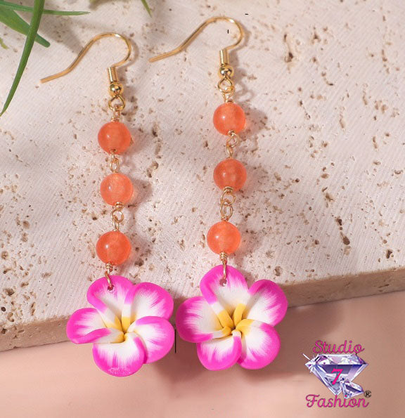 Plumeria Flower Drop Earrings