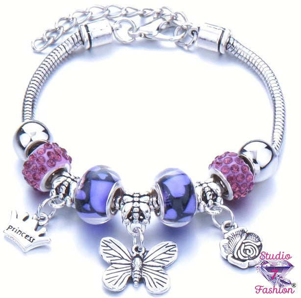Butterfly Purple Love Charm Bracelet