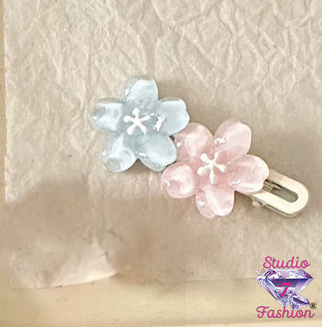 Pink/Blue Sakura Bloom Hair Clip