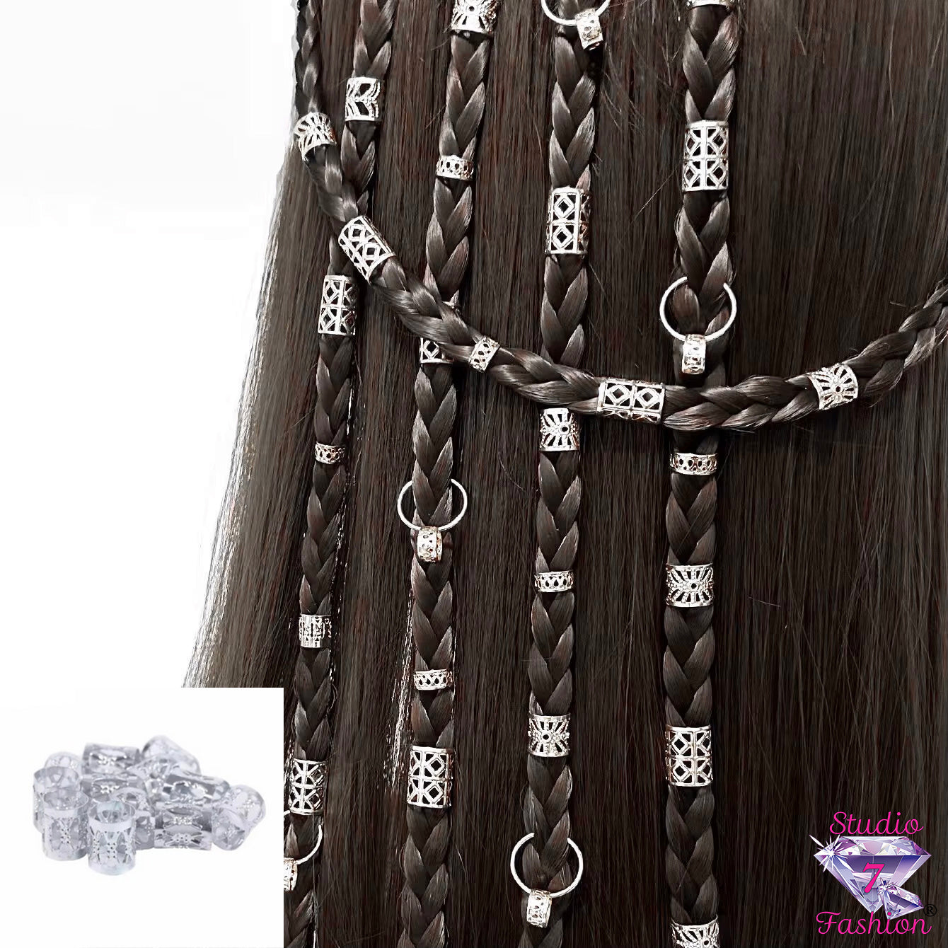 50 pcs Professional Silver Hair Beads