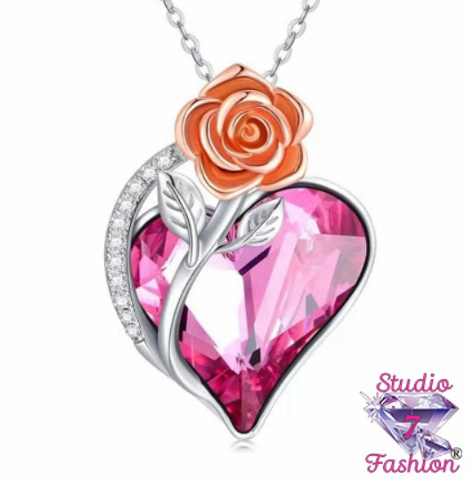 Ruby Rose Heart Necklace