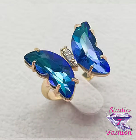 Sapphire Butterfly Adjustable Ring