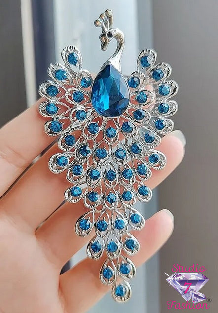 Majestic Sapphire Peacock Brooch