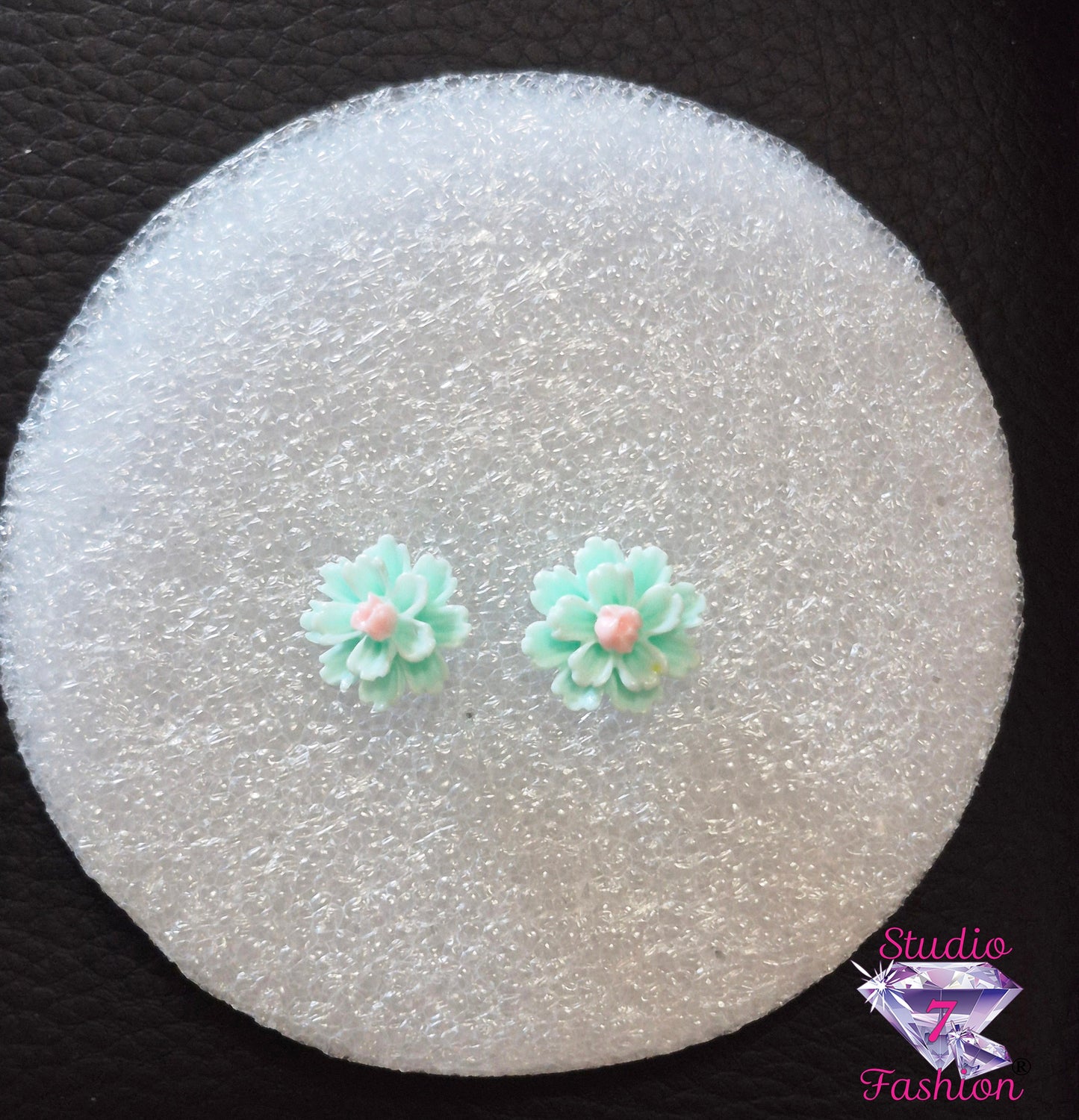 Green Flower Earrings
