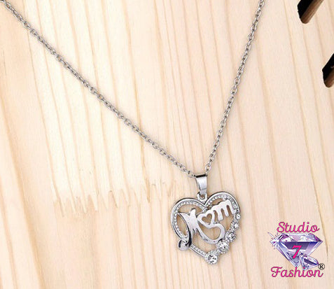 Mom in Heart Necklace