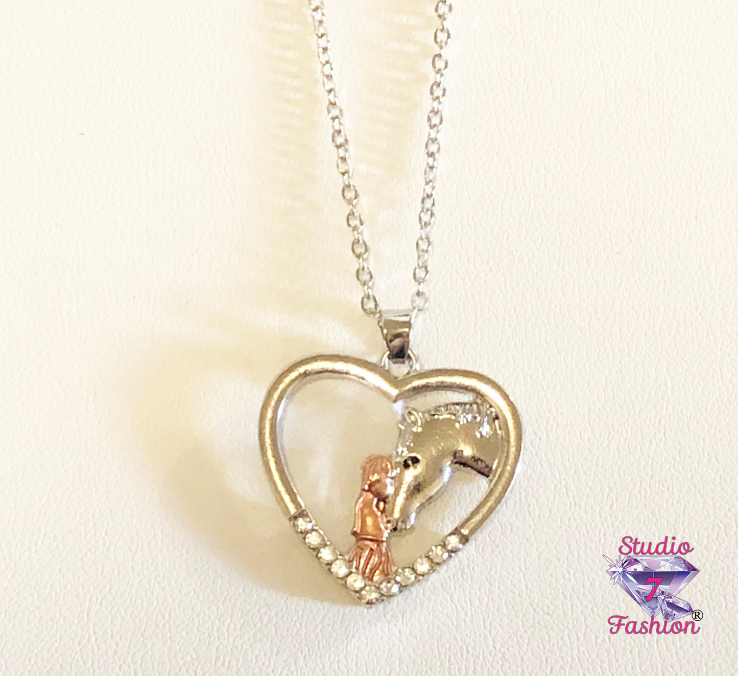 Girl and Horse Heart Necklace