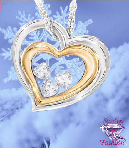 Heart in Heart Rhinestone Necklace