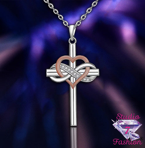 Infinity Heart Cross Necklace
