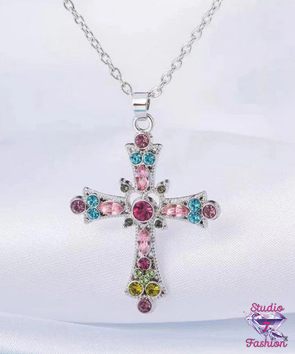 Multicolor Fancy Cross Necklace