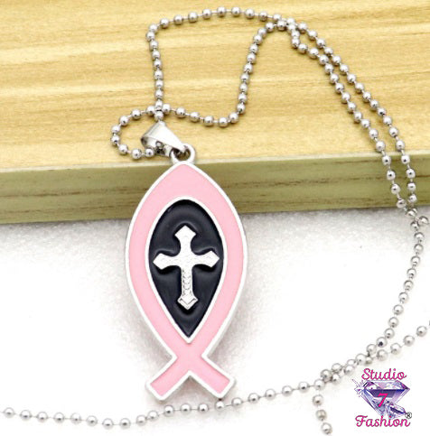 Jesus Fish (Ichthyus) Cross Necklace