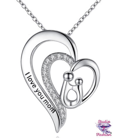 Love You Mom Double Heart Necklace