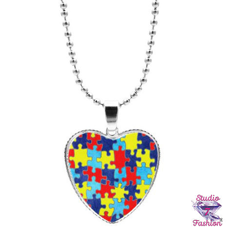 Heart Puzzle Autism Necklace