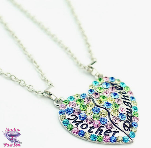 Mother/Daughter Multicolor Rhinestone Pair Necklace