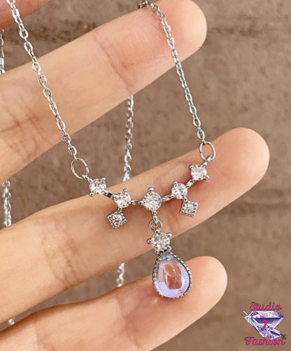 Iridescent Crystal Drop Necklace