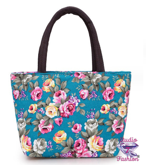 Stop and Smell The Roses Blue Purse
