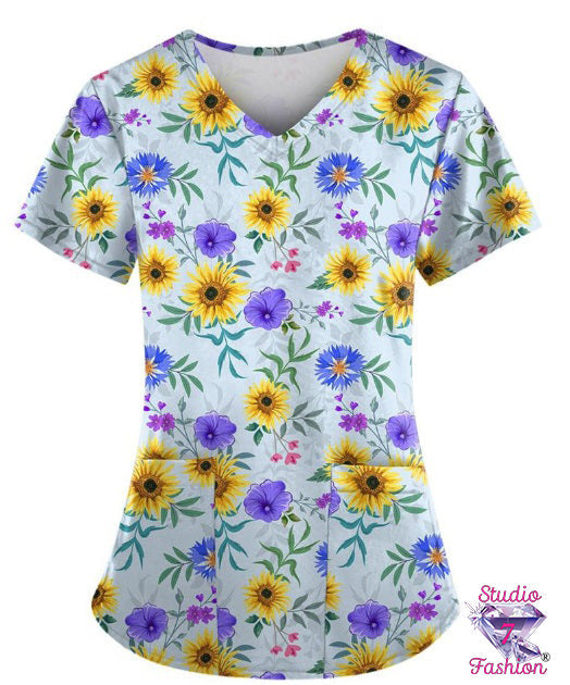 In Full Bloom Scrub Top