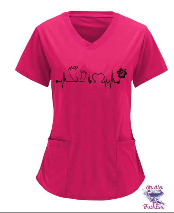 Little Feet Love Scrub Top