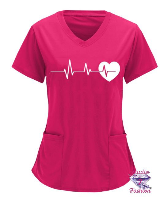 My Heartbeat Scrub Top