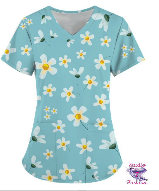 Happy Daisy Scrub Top