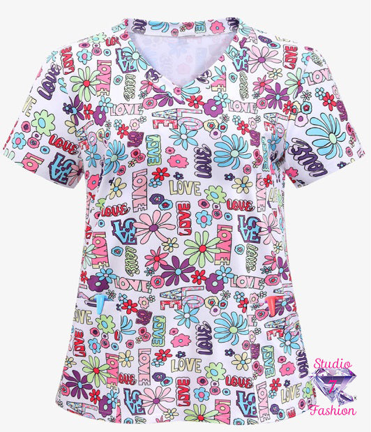Love In The Air Scrub Top