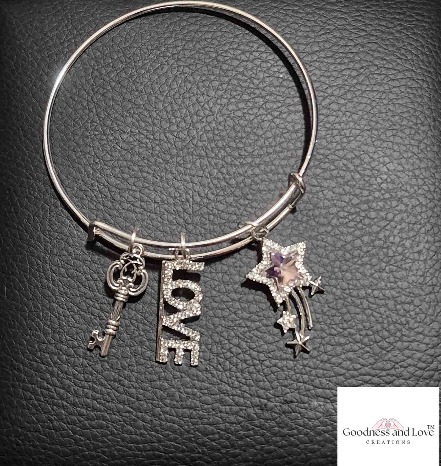 Key To The Stars Adjustable Bangle Bracelet