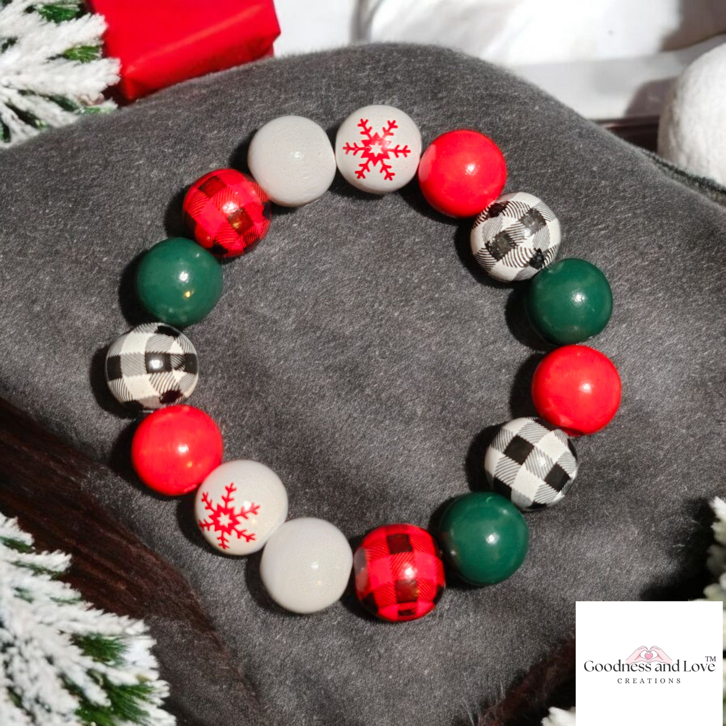 Jolly Plaid & Snowflakes Bracelet