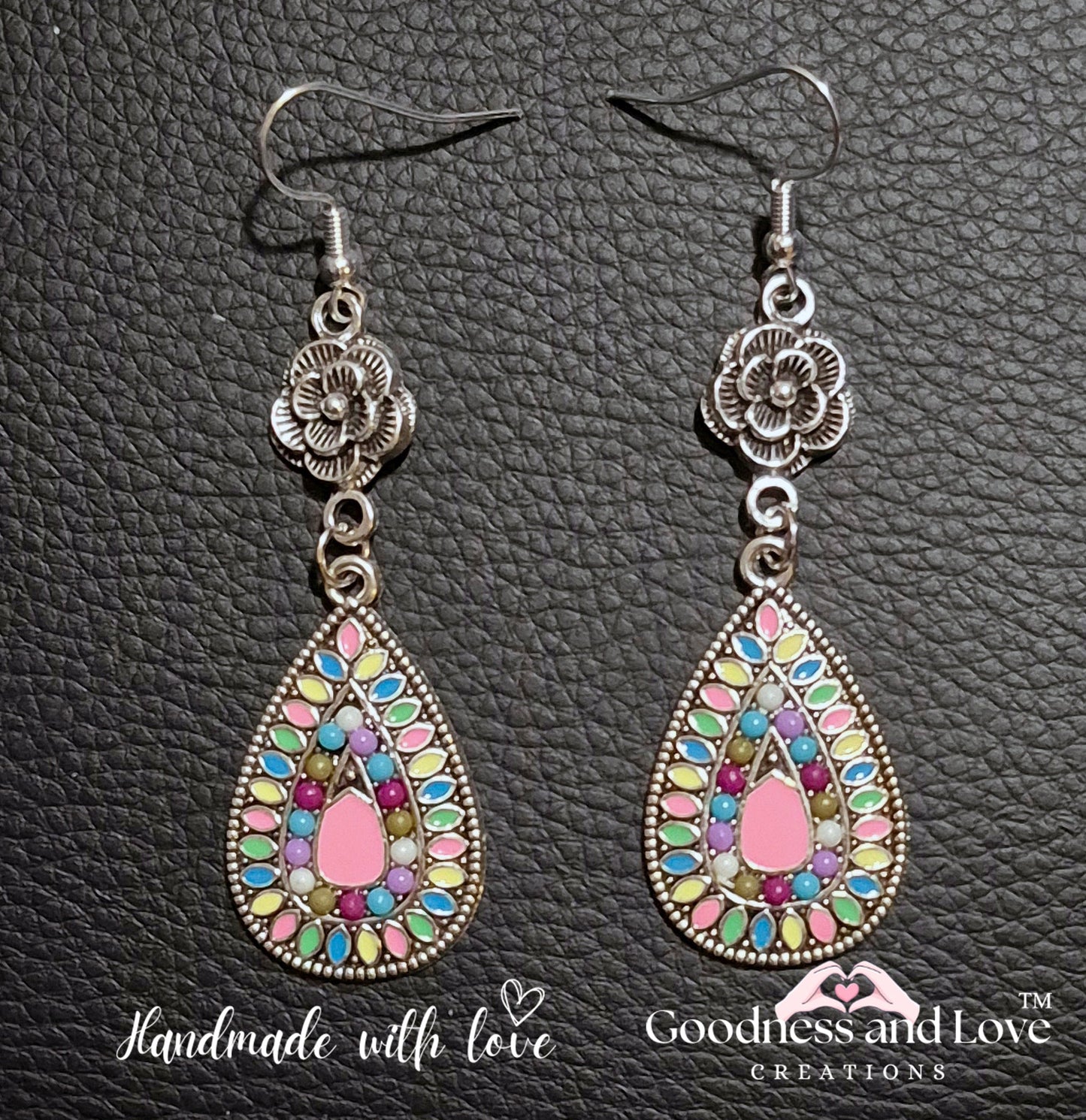 Multicolor Floral Teardrop Earrings