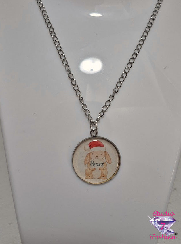 Peaceful Santa Bunny Necklace