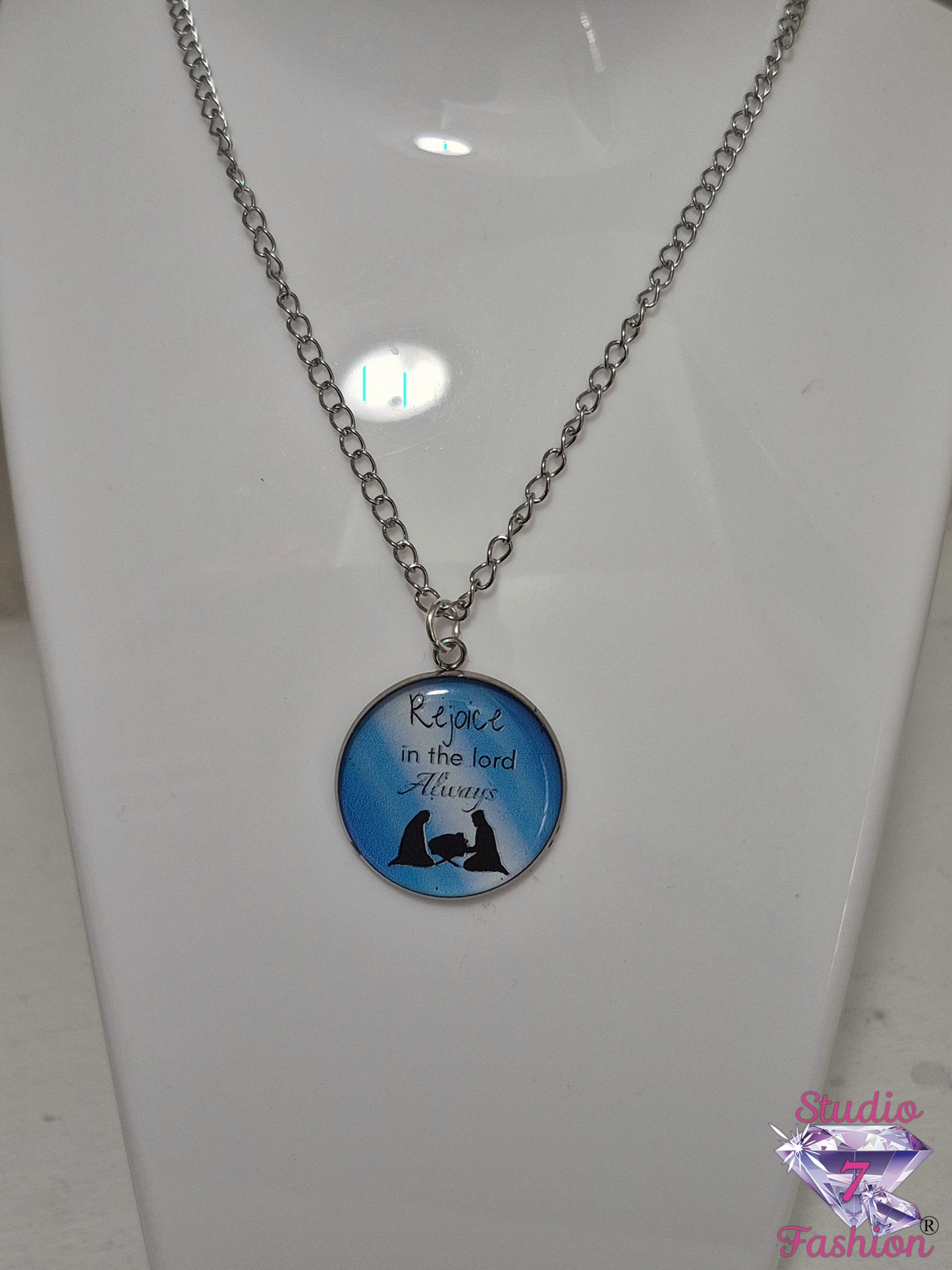 Rejoice Always Nativity Necklace