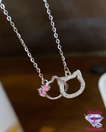 Intertwined Kitty Sparkle Necklace