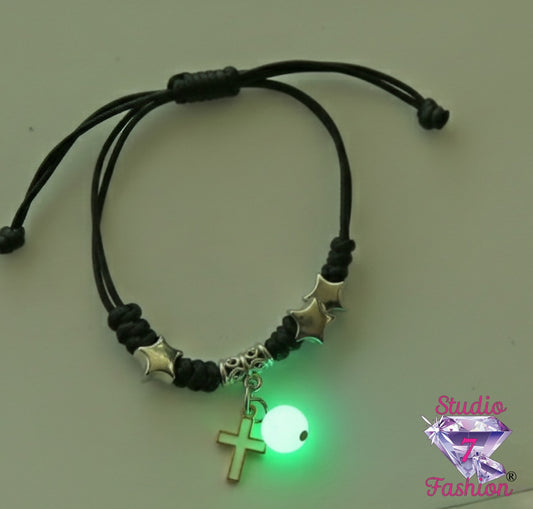 Ebony Bracelet with Ivory Cross Glow in The Dark