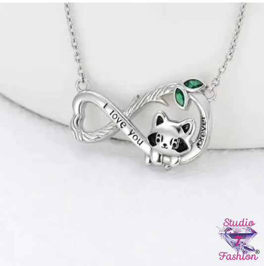 Shy Raccoon Love Infinity Necklace