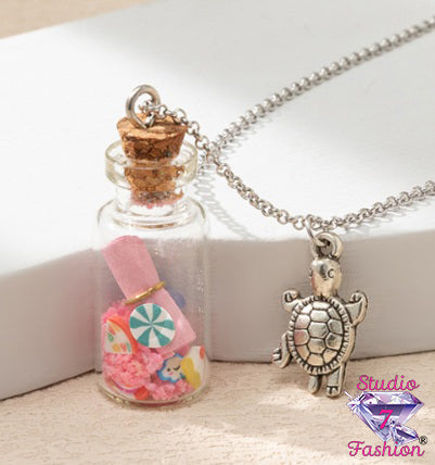 Secret Message in A Bottle Turtle Necklace