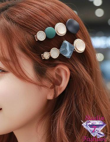 Midnight and Mint Hair Clips