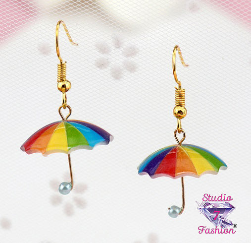 Rainbow Showers Umbrella Earrings