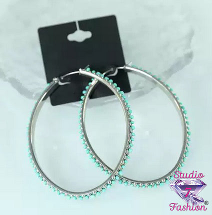 Desert Bloom Turquoise Hoop Earrings