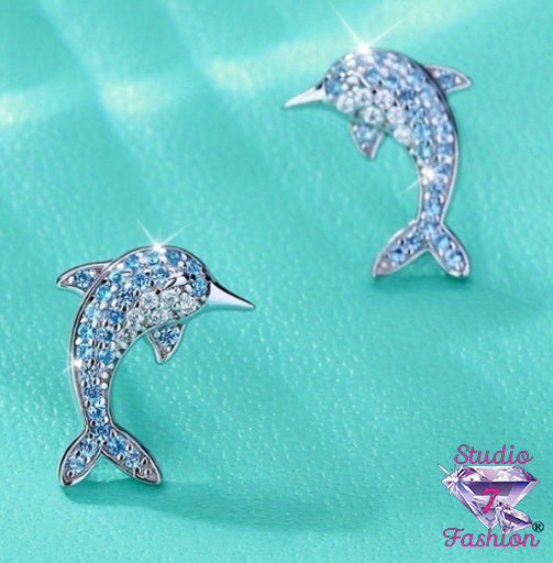 Dancing Dolphins Stud Earrings