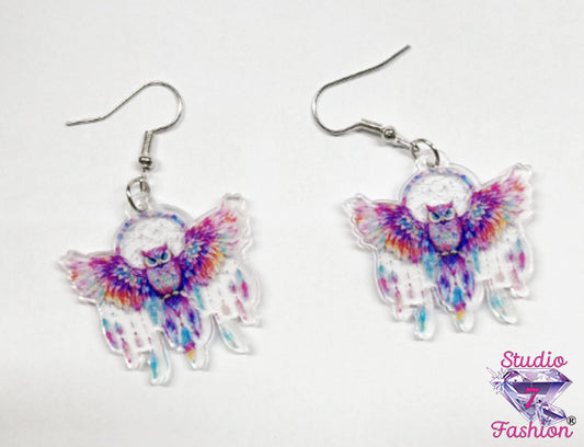 Dreamcatcher Owl Dangle Earrings