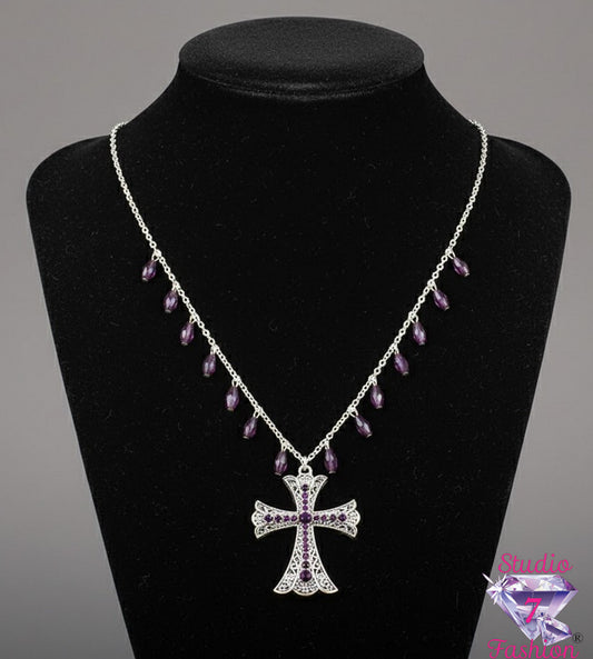 Stunning Amethyst Silver Cross Necklace
