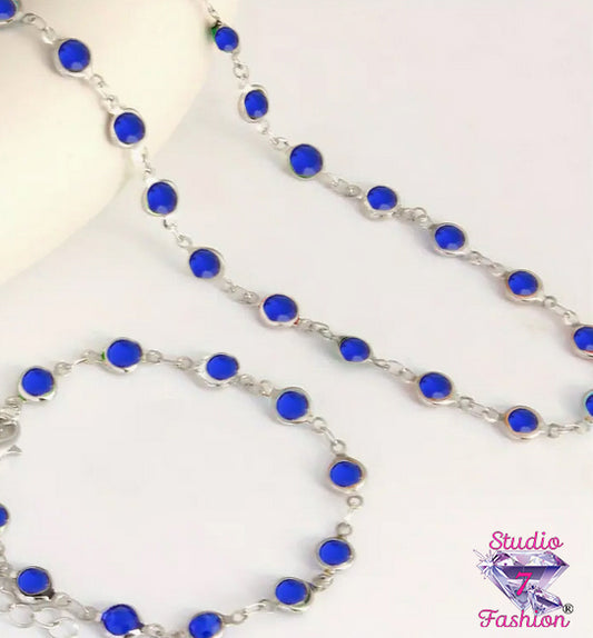 Regal Sapphire Necklace and Bracelet Set