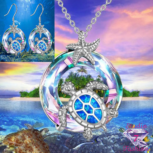 Sea Turtle Necklace and Earring Set