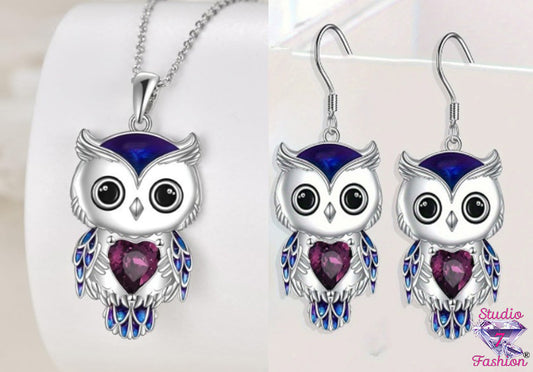 Enchanted Owl Necklace Earring Set