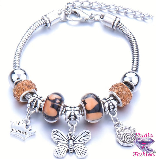 Butterfly Orange Love Charm Bracelet