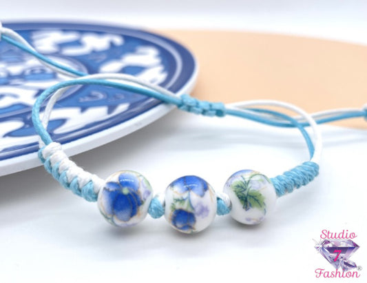 Azure Blossom Beaded Bracelet