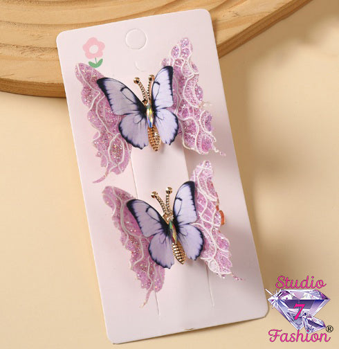 Enchanted Flight Hair Clips Purple