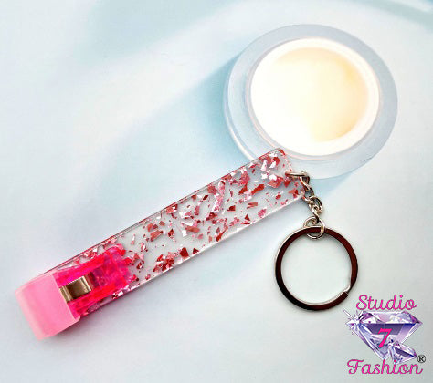 Pink Glitter Glam Card Grabber Keychain